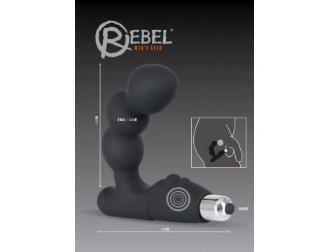 Masażer prostaty Rebel z wibracją czarny 14 cm - 6