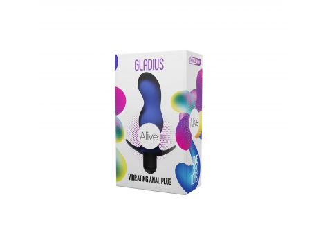 Wibrujący korek analny Alive Gladius niebieski 11 cm - 7