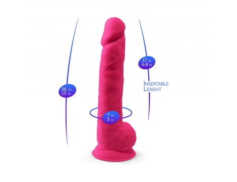 Dildo realistyczne Silexd z przyssawką silikonowe różowe 38 cm - 5