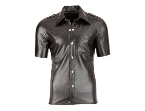 Imitat. Leather Men's Shirt S - 5