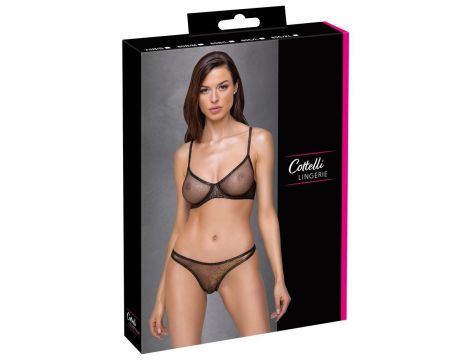 Komplet bielizny Cottelli LINGERIE czarny ze złotym brokatem 75B - 5