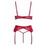 Świąteczny komplet bielizny Cottelli LINGERIE czerwony z piórkami S/M - 8