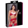 Świąteczny komplet bielizny Cottelli LINGERIE czerwony z piórkami S/M - 7