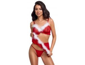 Świąteczny komplet bielizny Cottelli Lingerie czerwony L XL