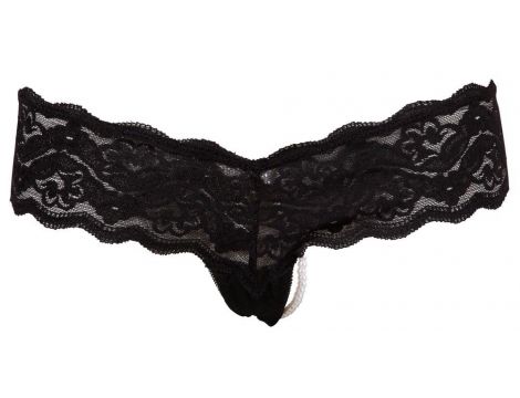 Stringi perłowe Cottelli LINGERIE czarne M - 5
