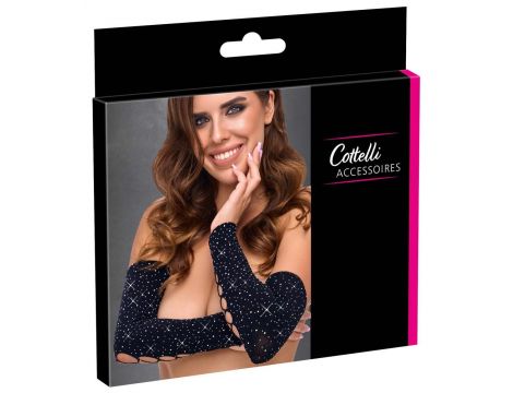 Rękawiczki gauntlet Cottelli czarne z kryształkami S-L - 5