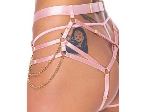 Bad Kitty Różowa Uprząż String z Łańcuszkami S L - 4