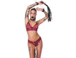 Zestaw bondage Bad Kitty 6 częściowy czarny ze złotymi akcentami