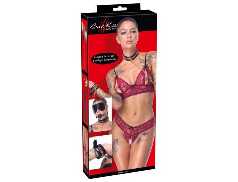 Zestaw bondage Bad Kitty 6 częściowy czarny ze złotymi akcentami - 7