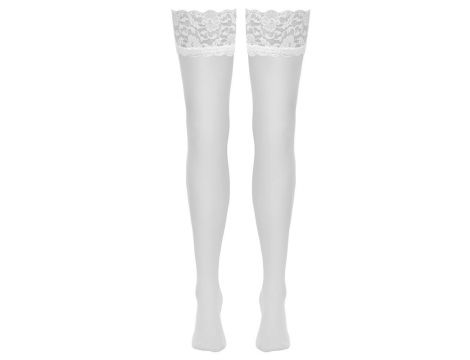 Pończochy z koronką Cottelli LEGWEAR białe S - 7