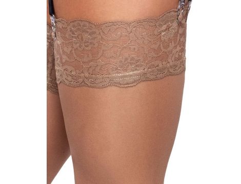 Pończochy z koronką Cottelli LEGWEAR cieliste L - 2