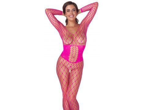 Body siatkowe Fantasy różowe z dżetami Cottelli - 3
