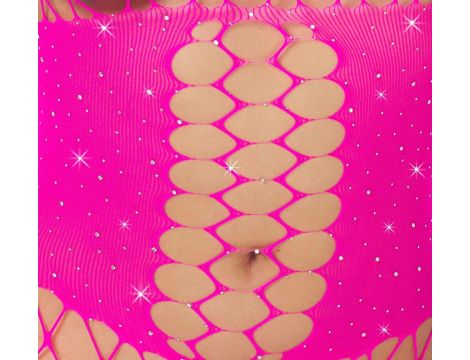 Body siatkowe Fantasy różowe z dżetami Cottelli - 4