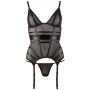 Koszulka z podwiązkami Cottelli LINGERIE wetlook czarny L - 6