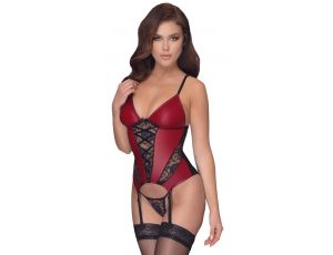 Koszulka z podwiązkami Cottelli LINGERIE czerwono czarna M