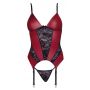 Koszulka z podwiązkami Cottelli LINGERIE czerwono czarna M - 5