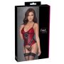 Koszulka z podwiązkami Cottelli LINGERIE czerwono czarna M - 8