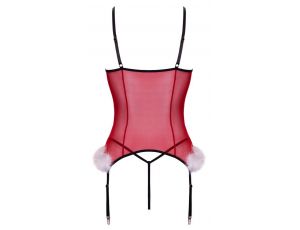 Gorset basque Cottelli L/XL czerwony ze stringami i piórkami