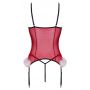 Gorset basque Cottelli L/XL czerwony ze stringami i piórkami - 2