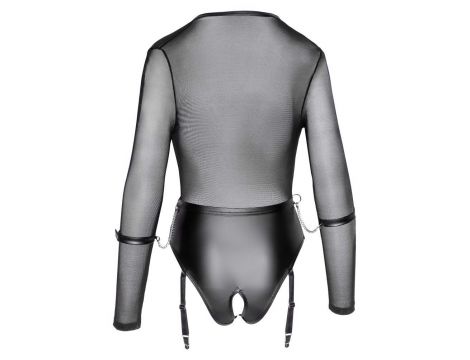 Body Cottelli BONDAGE czarne S z pasem i kajdankami - 5