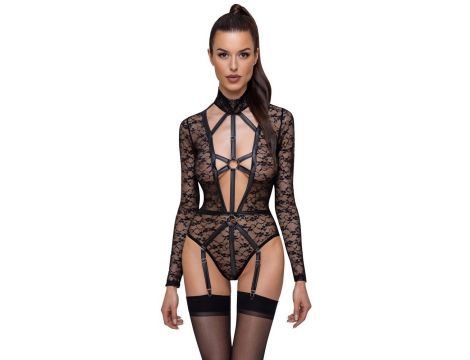 Body koronkowe z długim rękawem Cottelli LINGERIE S