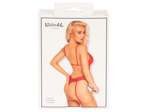 Body erotyczne kissable czerwone koronkowe S/M - 8