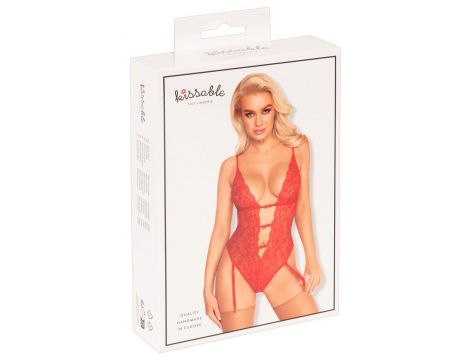 Body erotyczne kissable czerwone koronkowe S/M - 6