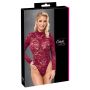 Body koronkowe Cottelli LINGERIE bordowe XL z długim rękawem - 7
