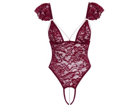 Body Cottelli bordowe z perełkami L - 3