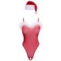 Body Cottelli LINGERIE czerwone z piórami i czapką S/M - 5
