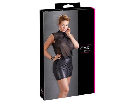 Mini sukienka przezroczysta Cottelli CURVES czarna 4XL - 7