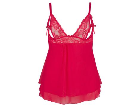 Babydoll Cottelli CURVES czerwony 2XL z Powernet - 6
