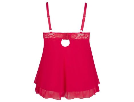 Babydoll Cottelli CURVES czerwony 2XL z Powernet - 7
