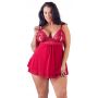 Babydoll Cottelli CURVES czerwony 2XL z Powernet - 2