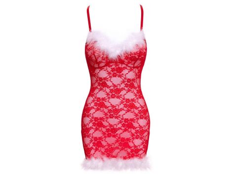 Halka Cottelli Lingerie czerwona z białymi piórami S/M - 6