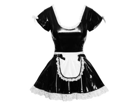 Sukienka pokojówki winylowa Black Level czarna XL
