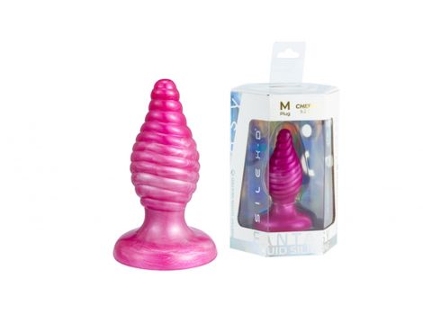 Korek analny Cherry Silexd spiralny perłowo różowy 9,2 cm - 2