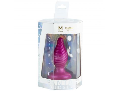 Korek analny Cherry Silexd spiralny perłowo różowy 9,2 cm - 6