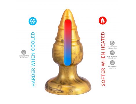 Korek analny Goldy Silexd złoty termoreaktywny M 9,2cm - 5