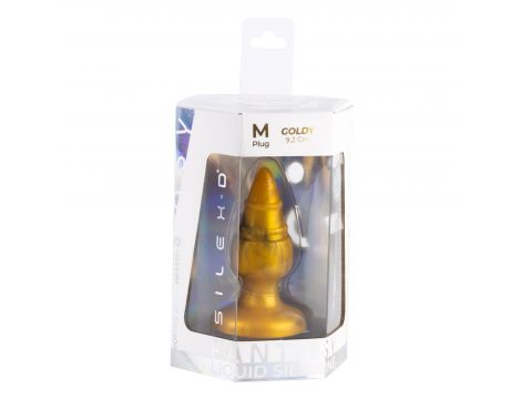Korek analny Goldy Silexd złoty termoreaktywny M 9,2cm - 3