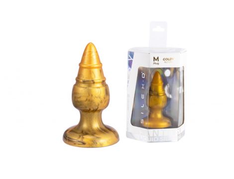 Korek analny Goldy Silexd złoty termoreaktywny M 9,2cm - 6