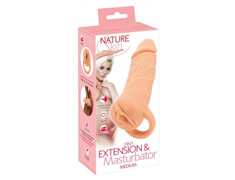Masturbator z przedłużką Nature Skin Medium 18,5 cm - 12