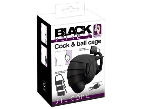 Klatka na penisa i jądra silikonowa Black Velvets 10 cm - 6