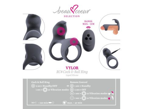 Pierścień wibrujący beau coeur Vylor RC z pilotem USB - 13