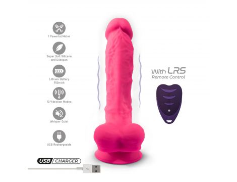 Realistyczne dildo wibrujące Silexd różowe 20 cm USB z pilotem - 6