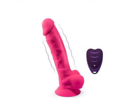 Realistyczne dildo wibrujące Silexd różowe 20 cm USB z pilotem - 7