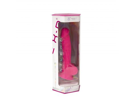Realistyczne dildo wibrujące Silexd różowe 20 cm USB z pilotem - 9
