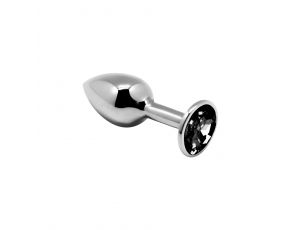 Mini metalowy korek analny Alive czarny z kryształem 7 cm