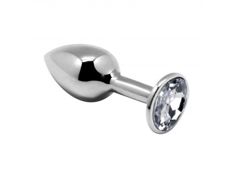 Metalowy korek analny Alive L z białym kryształem 9 cm - 2