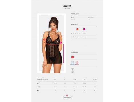 Bielizna-Lucita koszulka i stringi czarna  S/M - 6